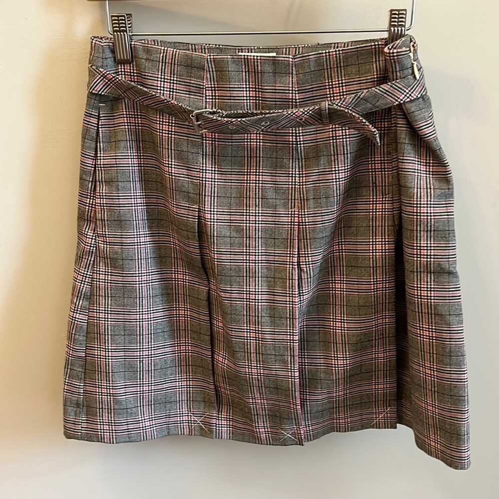 IZOD Pleated Golf Skort Plaid Belted Side Pocket Size 2 Pickleball Tennis